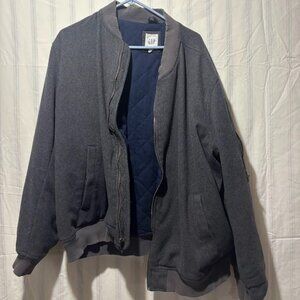 GAP WOOL Primaloft Bomber Jacket Pea Coat Gray Wool Lined Mens 2XL